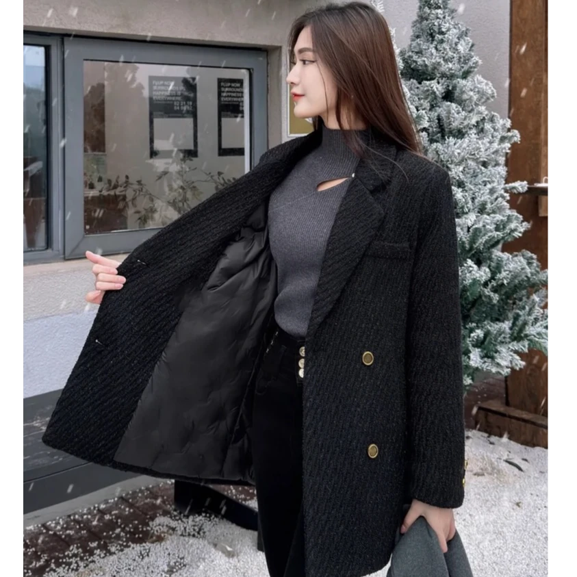 8828赫本风细闪编织加棉西装外套