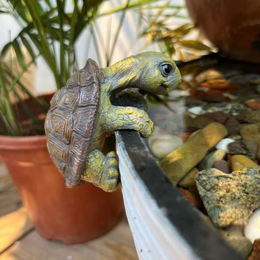 小橙的花园 趴缸小乌龟盆挂缸挂水缸水池花盆树脂工艺品花园摆件