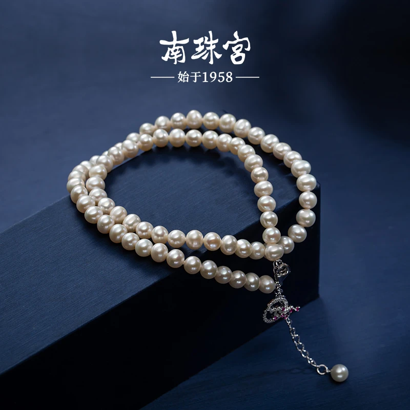 南珠宫新款三角梅设计款淡水珍珠项链送女友情人节礼物C-X071SD-Y