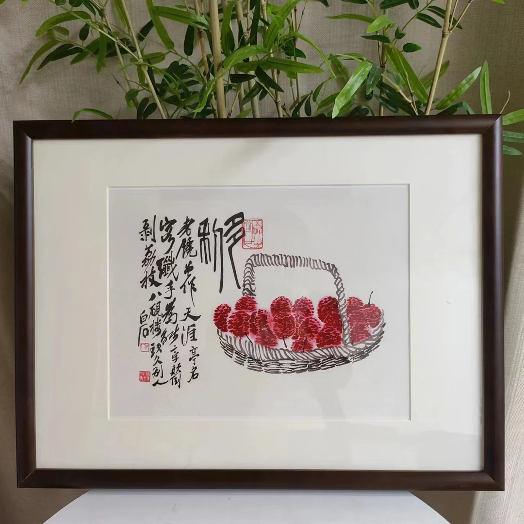 【274】60*45大利图纯实木框餐厅茶室家居装饰挂画胡桃色