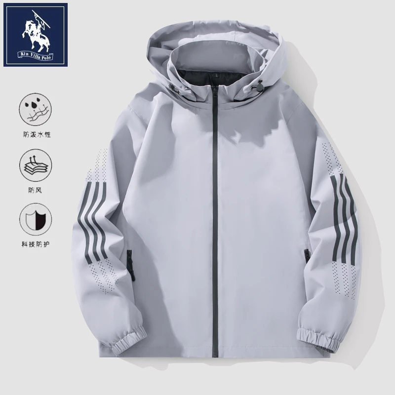 JK1258户外防风薄款外套男防水春秋宽松拉链登山服运动夹克防泼水