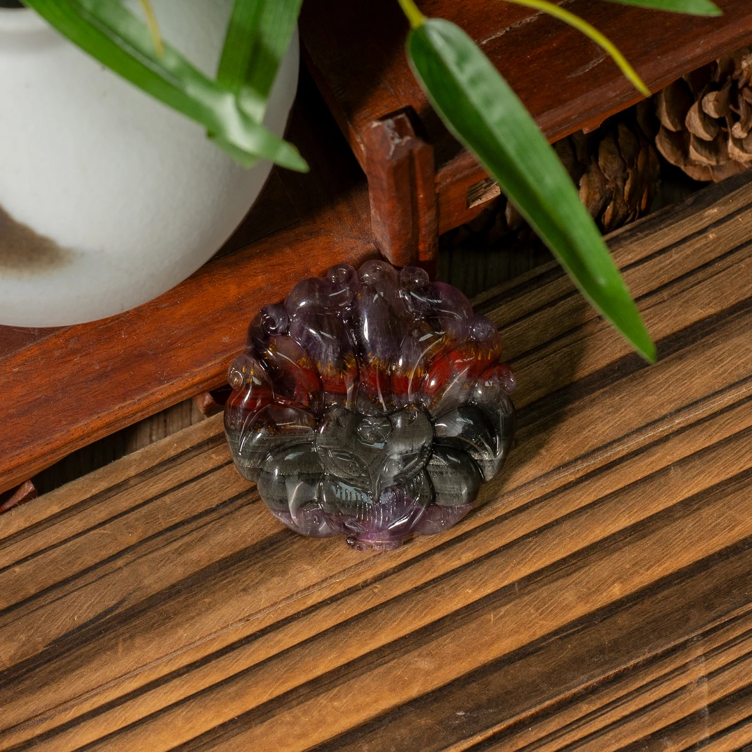 极光23四色一体九尾狐吊坠/多样性发/P5140