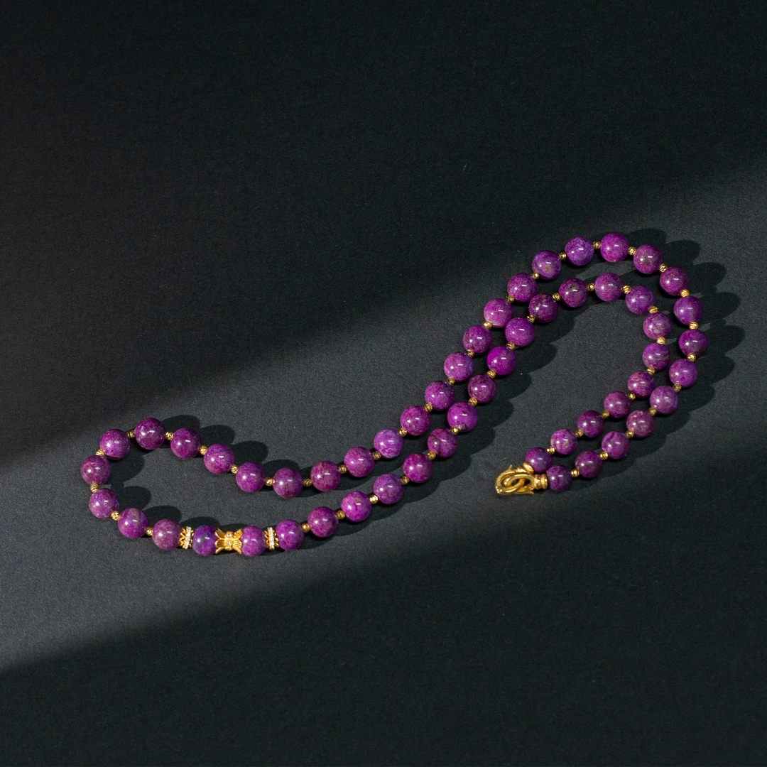 亦玫|18K金艳桃红舒俱来圆珠45cm项链/多样性发/P4096/0