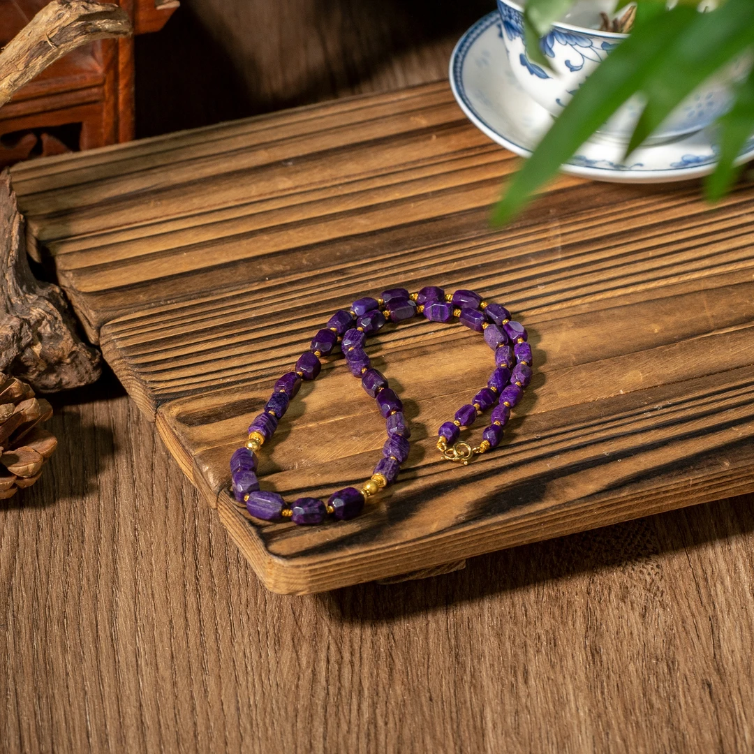 烟盈|18K金帝王紫舒俱来40cm锁骨链/多样性发/P4938/8