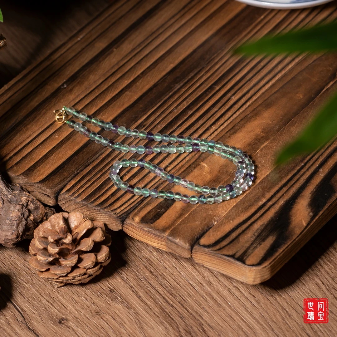 世间臻宝-紫萤石锁骨链/长40cm/4mm/多样性发/P2795