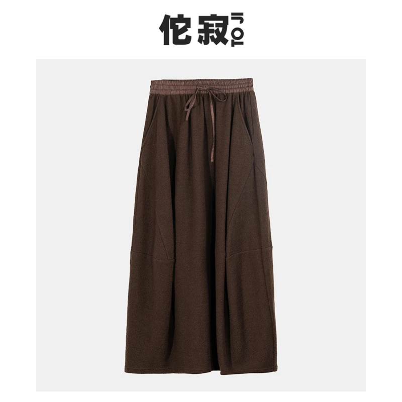 【冬日暖阳】佗寂时尚文艺日常休闲宽松秋冬纯色百搭半身裙TCM3B541