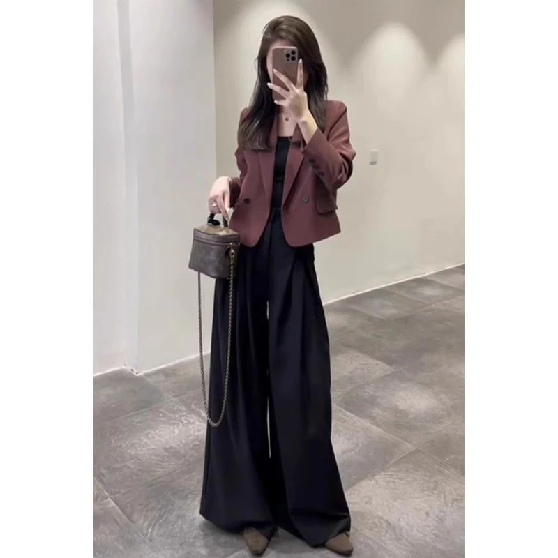 初秋穿搭盐系炸街时尚高级感小洋装又a又飒气质小个子西装套装裤
