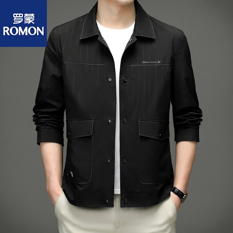 Romon/罗蒙男士春秋翻领商务休闲夹克外套9207时尚百搭春秋季短款