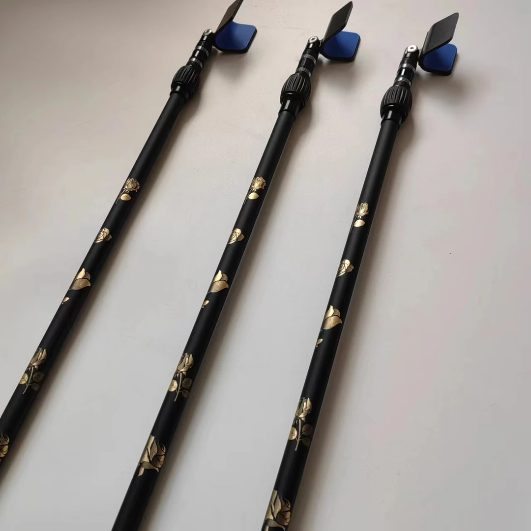 新款碳素伸缩竞技支架80-140支架轻硬高弹自动回弹支架头鱼竿支架