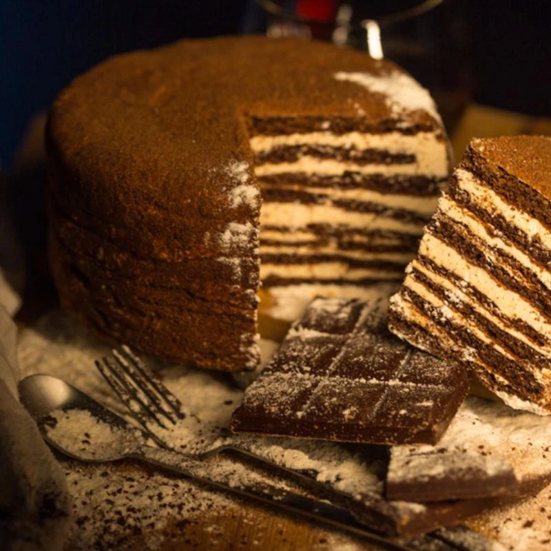 俄罗斯提拉米苏正宗提拉米苏高点奶油蜂蜜原味可可巧克力甜品蛋糕