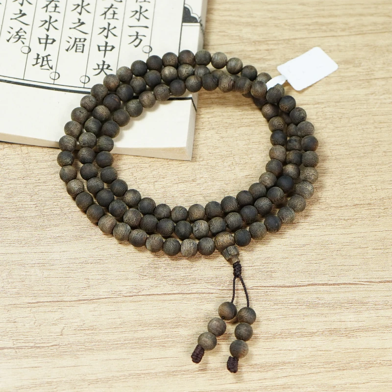 莞香沉香绿棋沉水圆珠7mm多圈长串LQ048