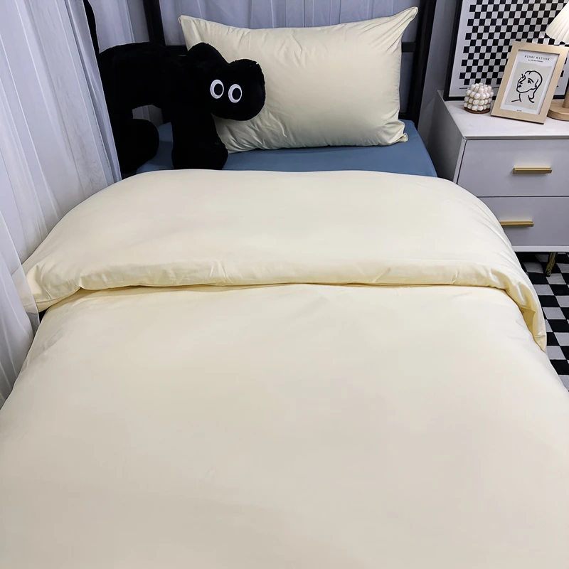 ins风学生宿舍三件套寝室单件被套简约纯色床上3四件套单人被罩4