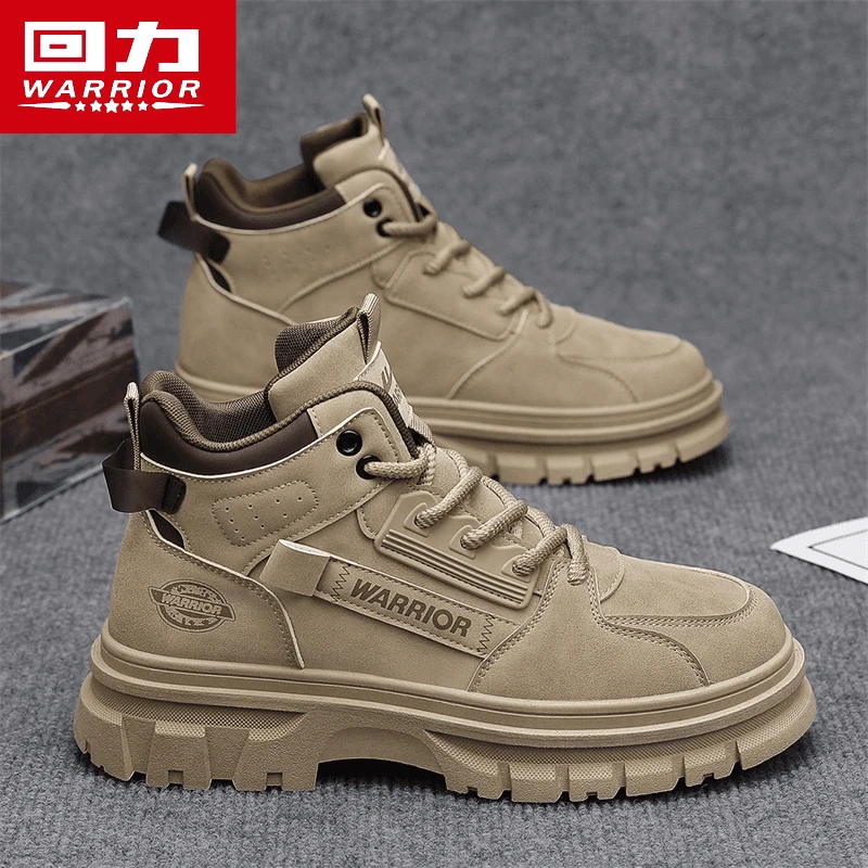 回力男鞋2024冬季新款高帮马丁靴休闲百搭增高工装靴户外运动潮鞋