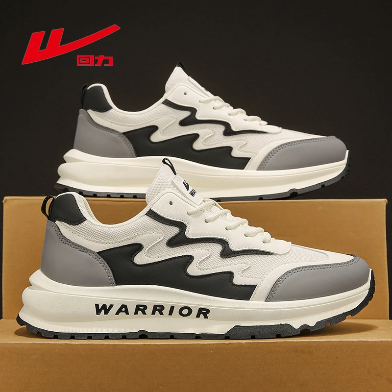 回力男鞋秋季薄款透气网面休闲鞋2024新款厚底耐磨学生跑步运动鞋