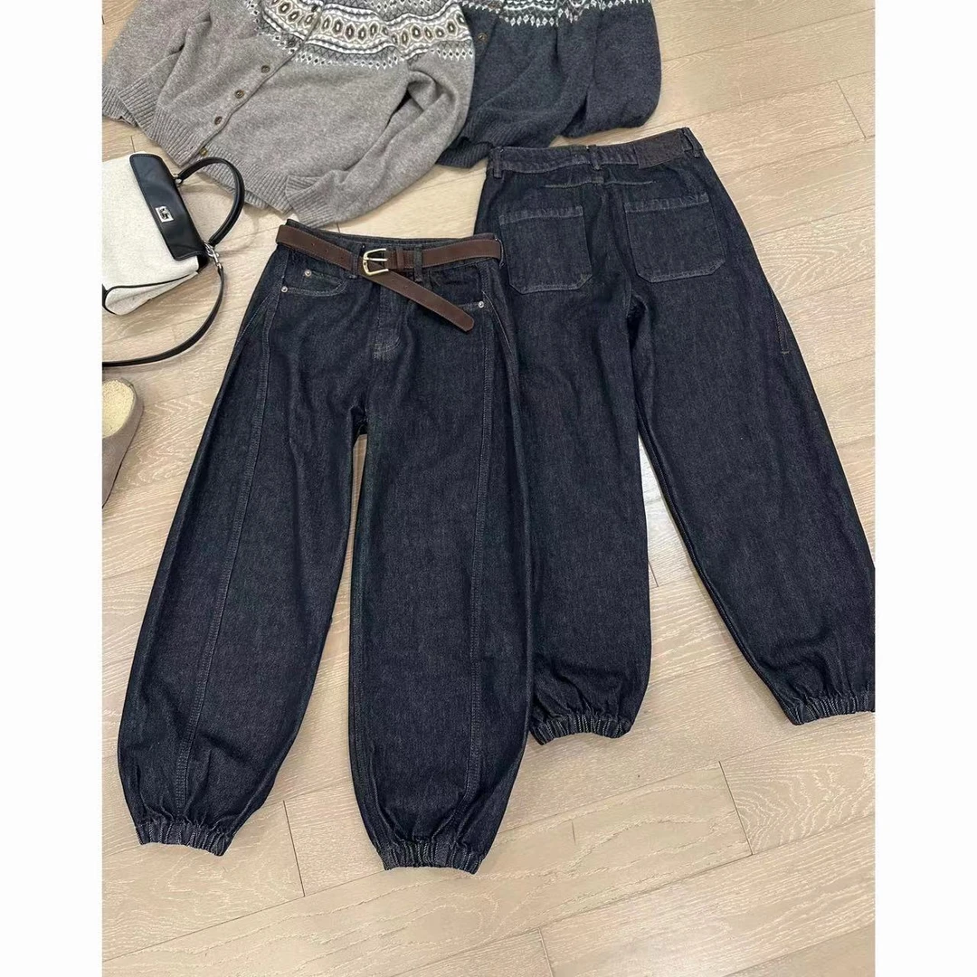 HAN YU 2024秋季 设计极简深色百搭束脚牛仔裤 2409B4439