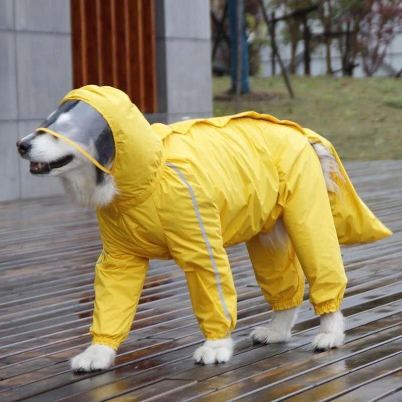 公狗狗雨衣四脚全包防水连帽中大型犬金毛拉布拉多哈士奇阿拉斯加