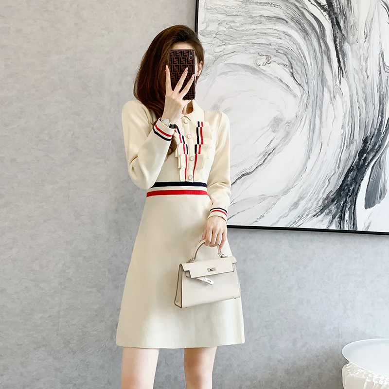 针织连衣裙女秋冬季2022年新款洋气减龄高级感小众独特裙子小个子