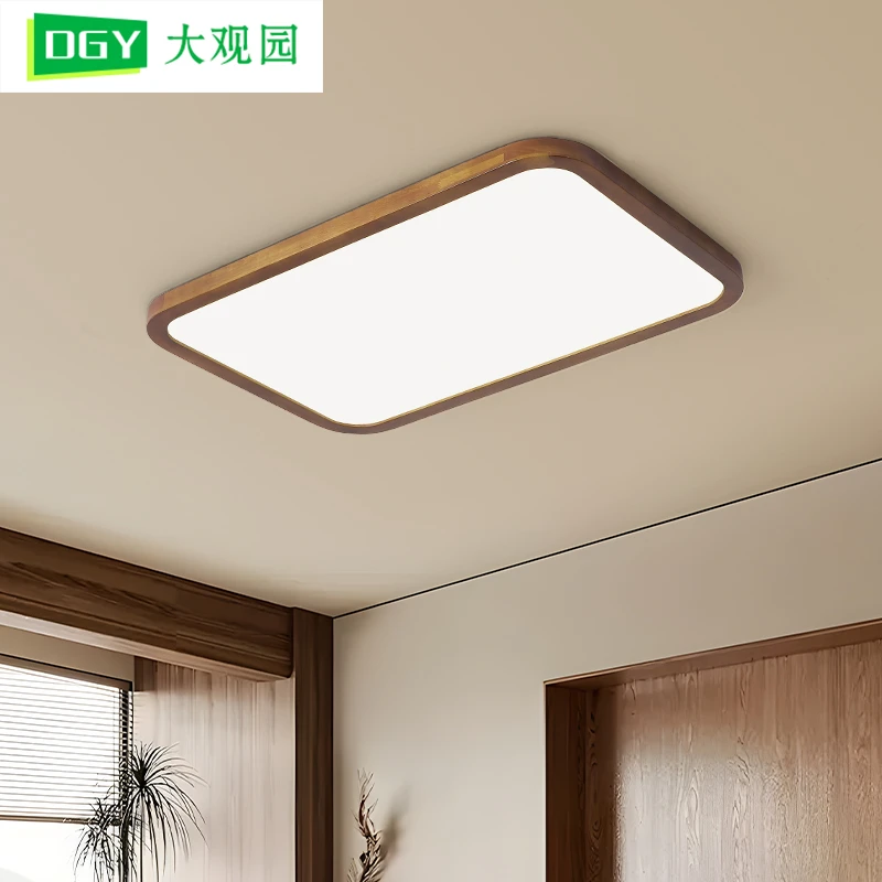 大观园客厅灯吸顶灯现代简约房间书房阳台胡桃木大气卧室灯具176I