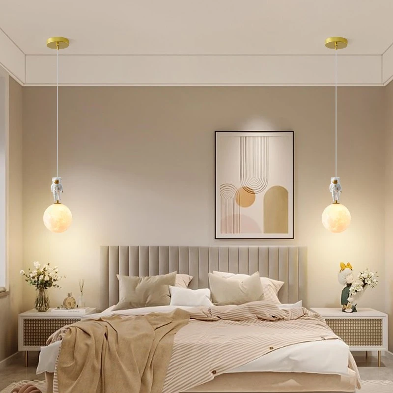 大观园床头吊灯儿童房间创意月球灯宇航员卡通男孩卧室护眼灯I001