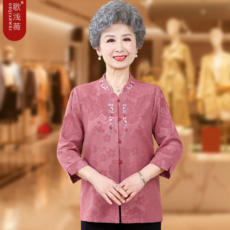 奶奶夏装2025新款衬衫女中老年人妈妈夏季中国风老人喜婆婆婚宴装