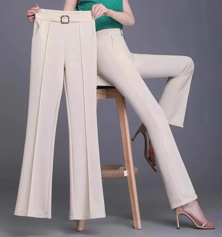 2025女微喇裤抗皱显瘦年春夏新款垂感高腰女显瘦喇叭裤复古喇叭裤