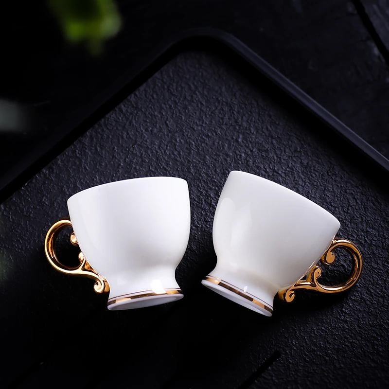 小茶杯陶瓷手柄杯羊脂玉白瓷描金功夫茶杯50毫升单杯主人杯不烫手