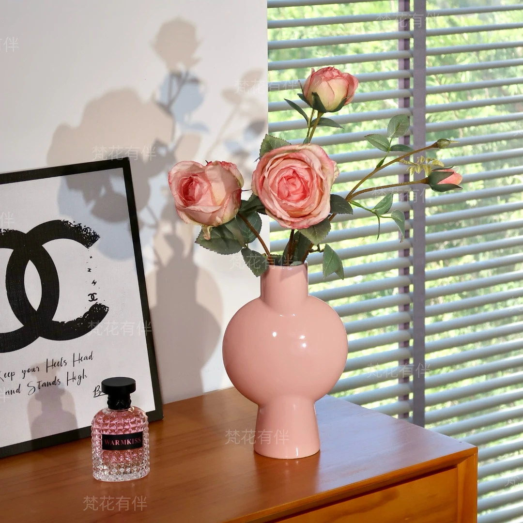 田园玫瑰仿真花假花摆件电视柜餐桌花鞋柜玄关桌面装饰拍照道具