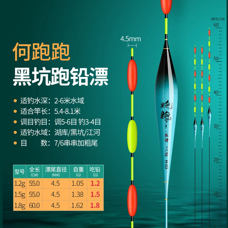 何跑跑青鱼无铅浮漂(不能自立)手工跑铅漂方便远投钓鱼加长荧光