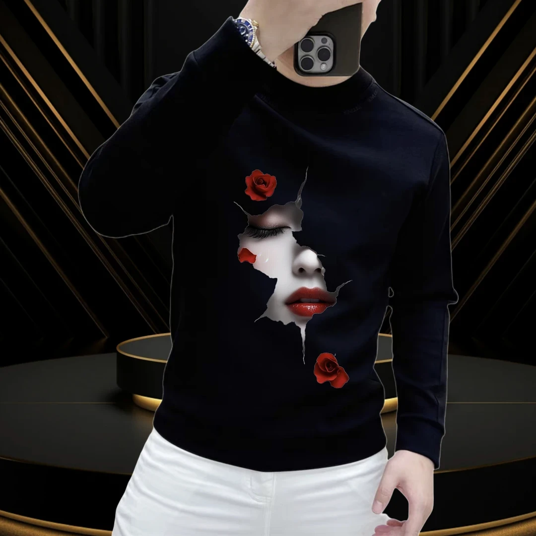 秋冬新款印花卫衣圆领男女同款潮牌百搭港风男士卫衣长袖情侣卫衣