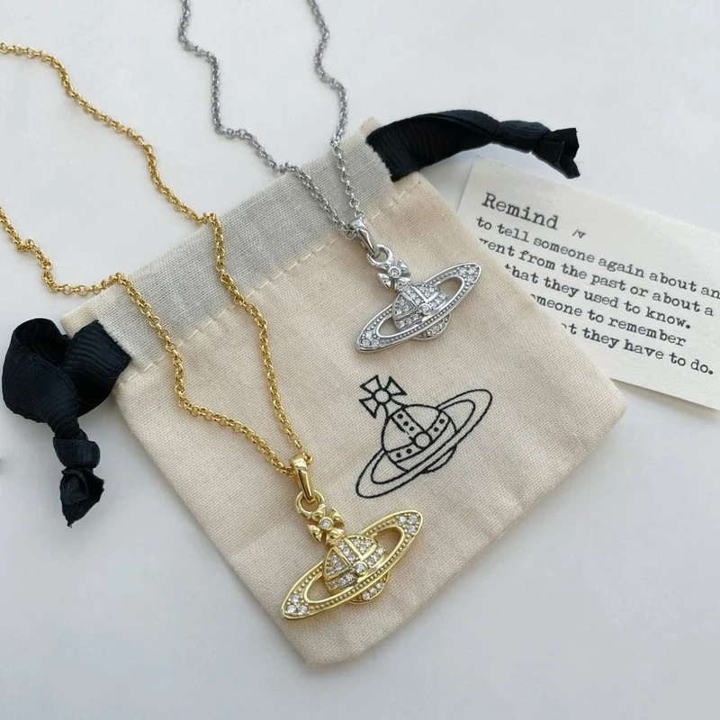 坠链均925银 S925纯银西太后土星项链经典小星球轻奢高级感项链女