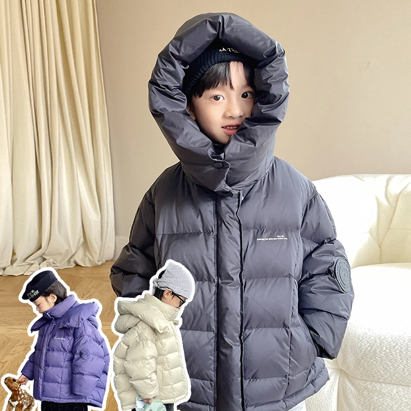 【巨无霸】 大帽子中长款过膝男女童连帽中长款加厚羽绒服 MZ36