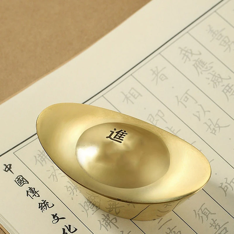 康聚如黄铜实心金元宝黄铜家居饰品家用客厅金色工艺品创意摆件