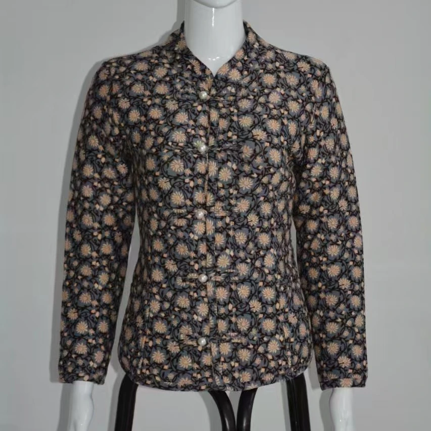 内蒙古驼绒棉衣厂家直销修身碎花时尚