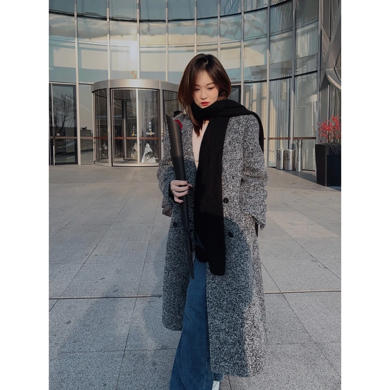 OSENSO“繁星大衣”秋冬气质设计小众设计感稀少骆马绒大衣DY231216