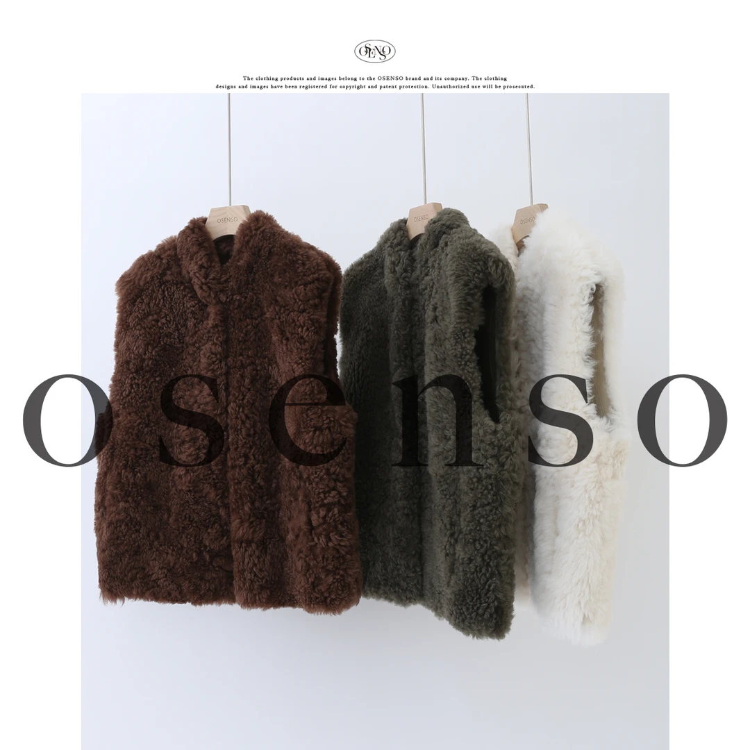 OSENSO"蒙奇奇2.0"羊皮毛一体秋冬保暖皮草马甲PC240958