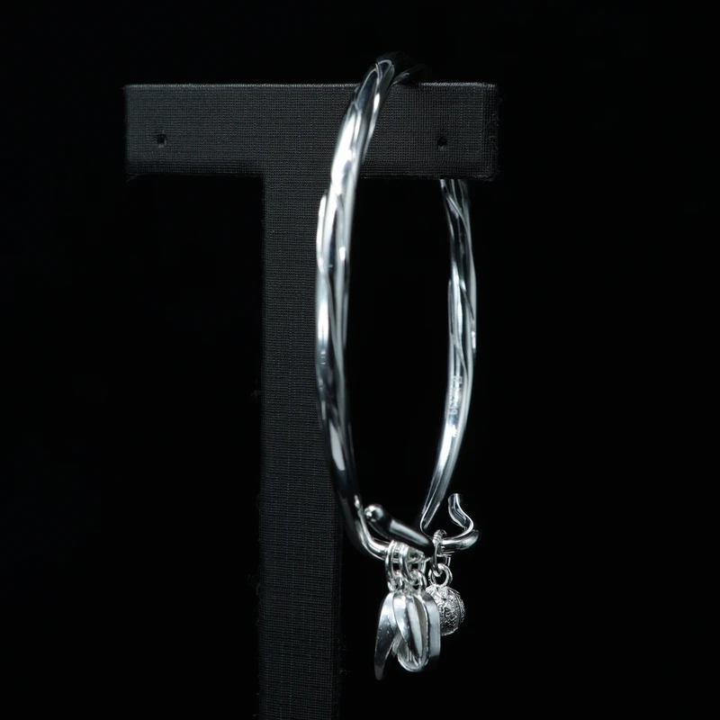 足银手镯 云银雪山  YHA01【喜乐平安叶纹手镯】足银999 手镯