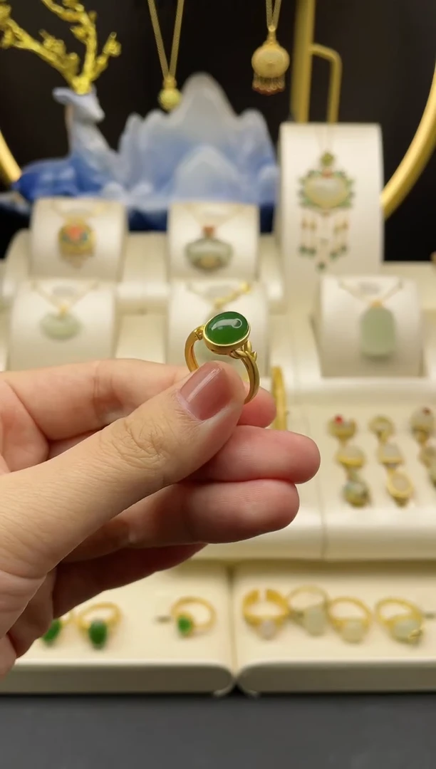 【闪购商品】和田玉戒指银S925镶嵌和田玉戒指