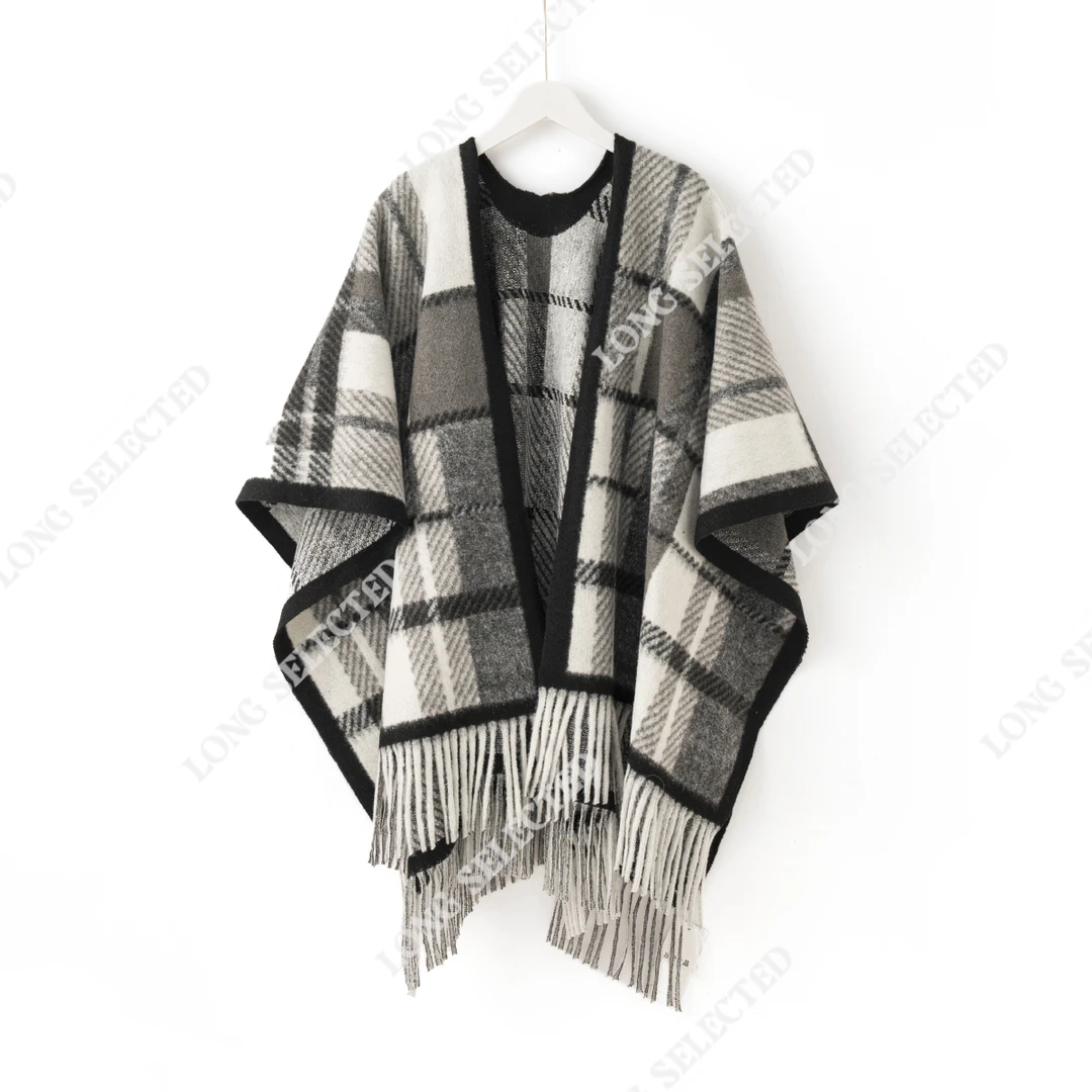 H2311 经典百搭格子设计，网红风春秋款披肩