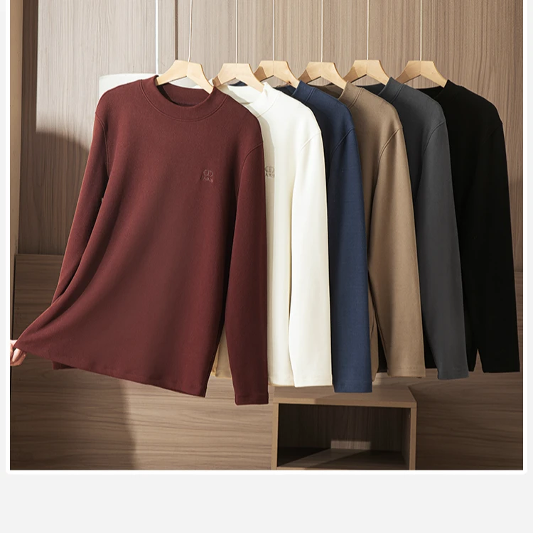 N2875时尚刺绣羊毛蚕丝男款打底衫2575