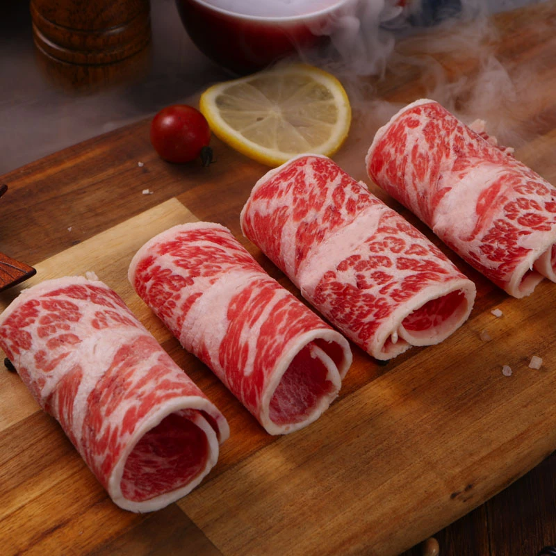 俄罗斯原切谷饲250天霜降牛小排寿喜锅产品薄雪花片400g