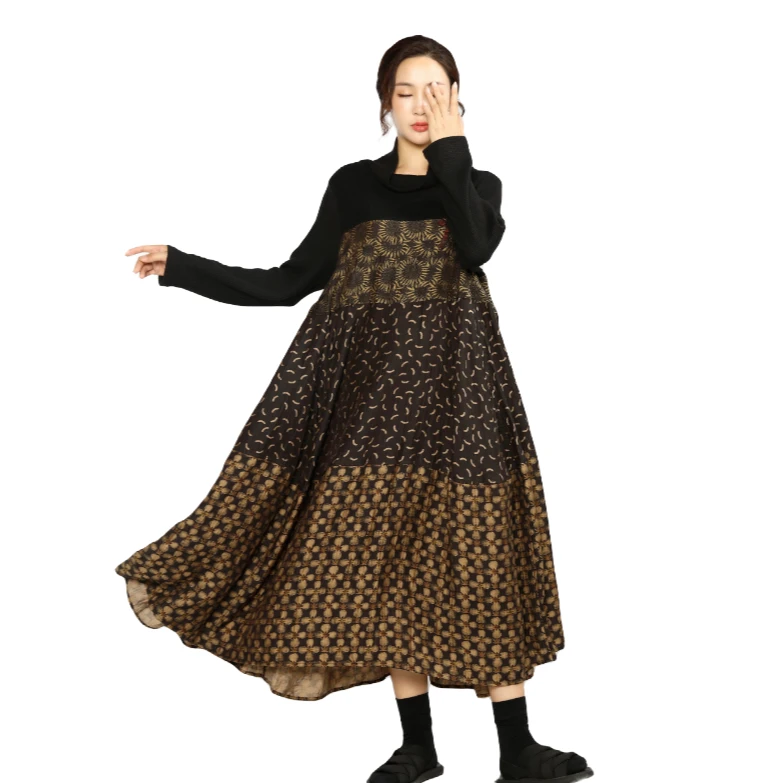 新款高端时尚气质简约宽松复古显瘦连衣裙23120