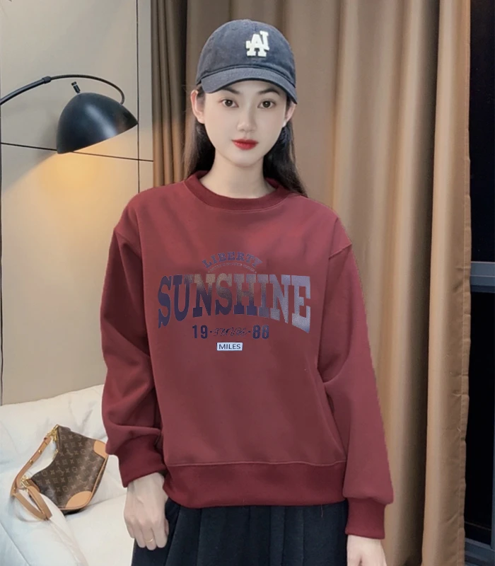 【姜姜推荐】加绒加厚圆领卫衣字母印花百搭显瘦长袖卫衣女