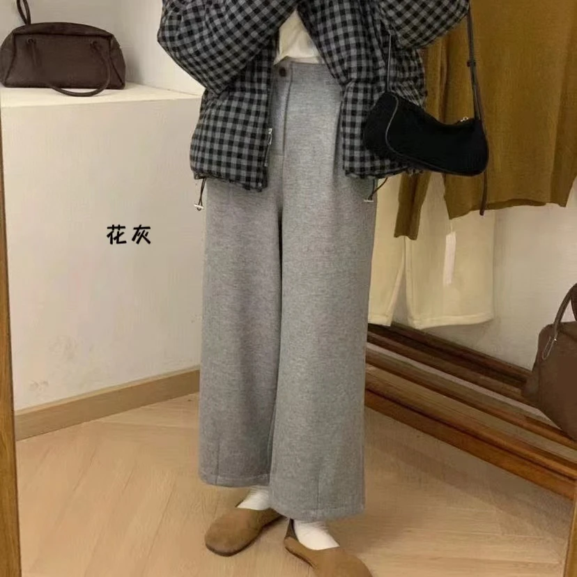 【样样裤】高腰倒褶直筒毛呢西裤20598 后松紧