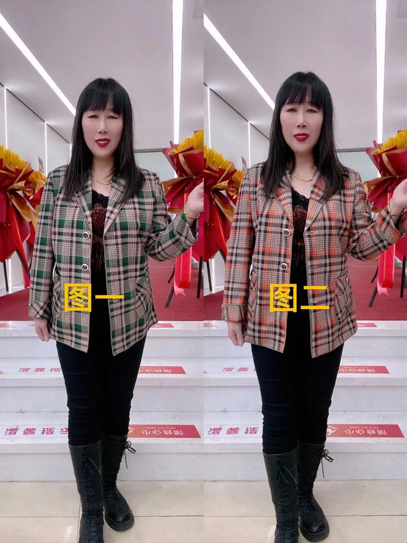 新款单片彩格西服外套