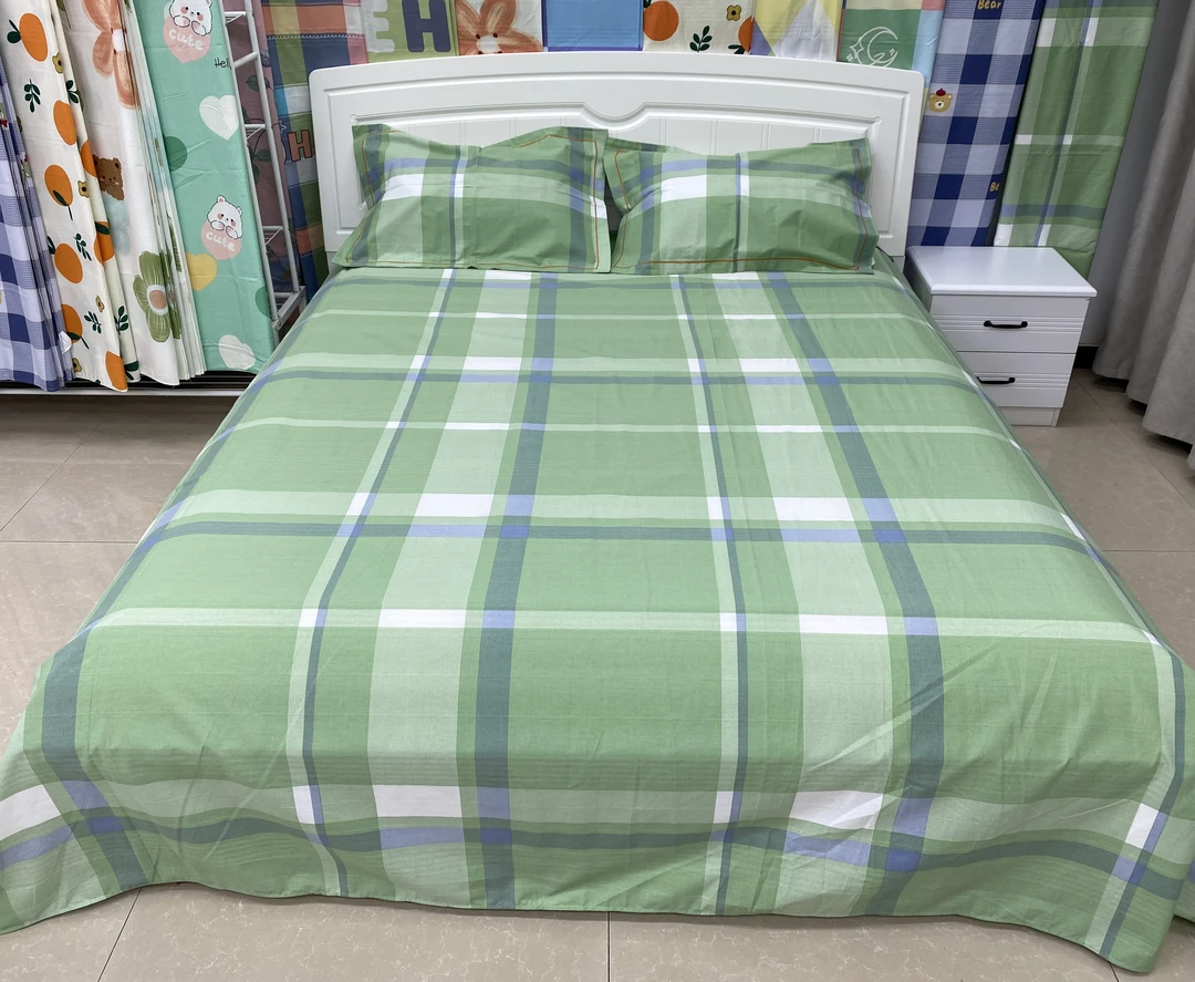 【绿格】250*250床单加密加厚帆布新款五福锻提花缎透气吸汗简约