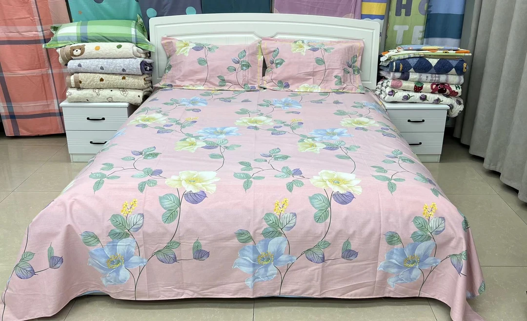 【粉花】250*250床单加密加厚帆布新款五福锻铂金提花缎透气吸汗