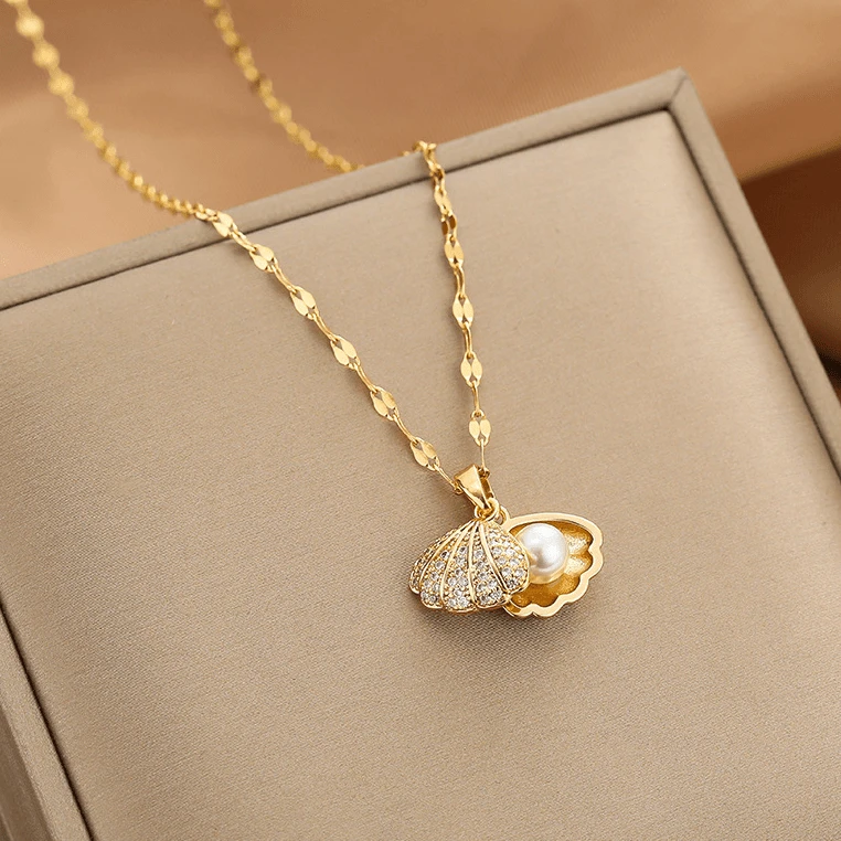 微镶贝壳项链锁骨链时尚轻奢小众网红百搭饰品简约气质X820