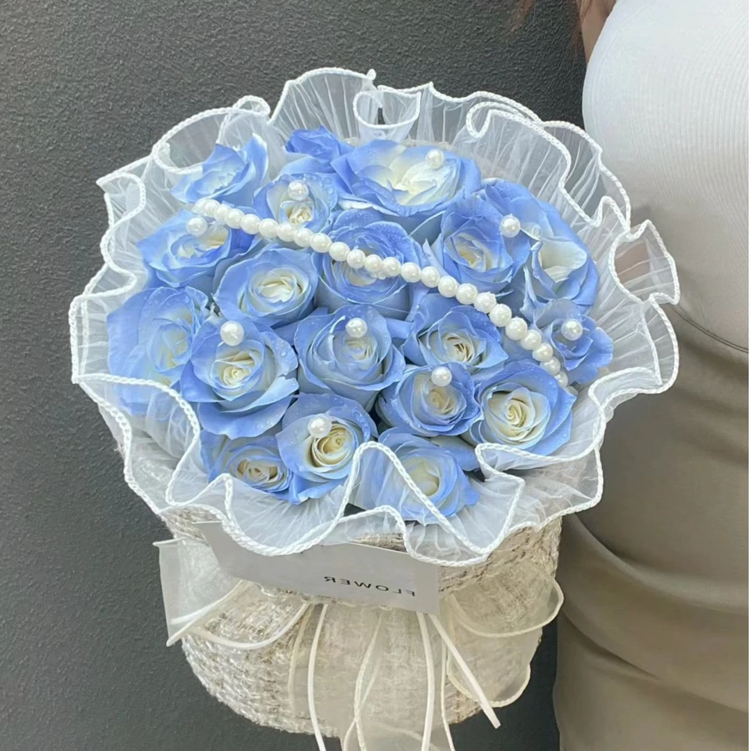 【坠入星河】19朵碎冰蓝喷色玫瑰鲜花送女友老婆闺蜜表白约会纪念日惊喜礼物同城配送