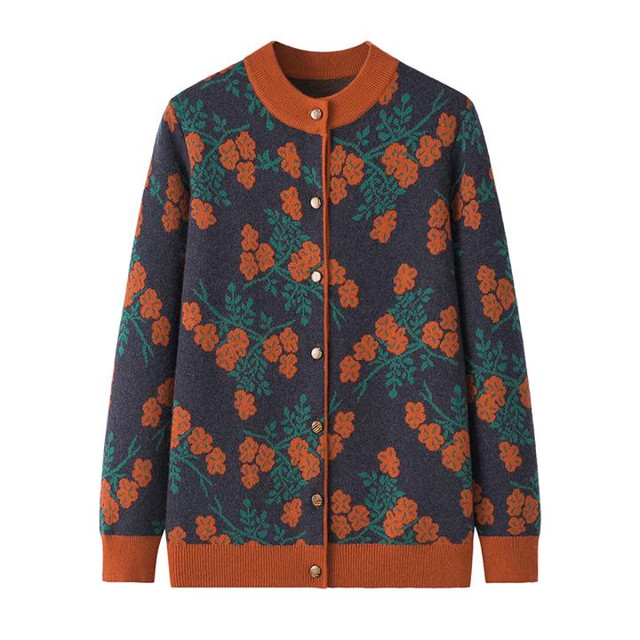 中老年女装秋冬新款加厚老人羊绒衫女式毛衣外套大码圆领针织开衫