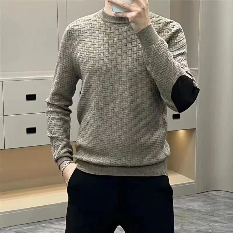 秋冬男士新品高质量气质上档次潮款潮流高级感圆领针织长袖针织衫